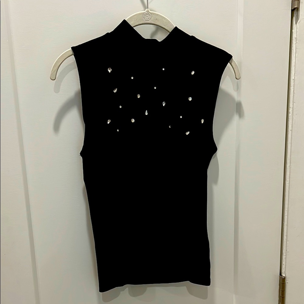 Zara- Black Sleeveless Top with Embellishments